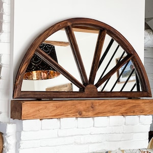 Mirror in a old window wooden frame rustic style farmhouse country big mirror reclaimed frame stained glass natural MFW