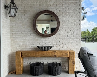 Reclaimed Wood Console Table – Narrow Entryway Table – Handmade Barn Beam Sofa Table – Rustic Japandi Console
