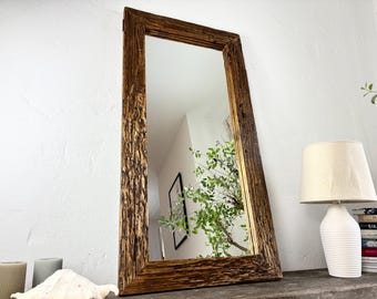 Reclaimed Wood Wall Mirror Rustic Farmhouse Mirror Large Wooden Frame Mirror Bathroom Vanity Entryway Bedroom Wall Decor 50x100 cm MFWdesign