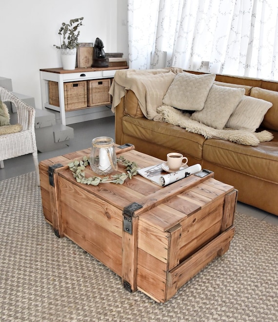 Vintage Military Chest Coffee Table – Army Storage Trunk Table