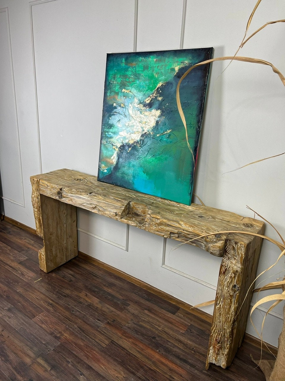 Rustic Beam Console Old Beam Console Table Unique Dovetail Joint Old Wood Rustic Style ...
