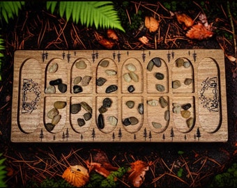 Handcrafted Mancala Board – Exquisite African Mahogany – Precision Laser Engraving