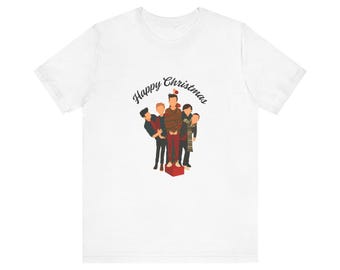 Happy Christmas One Direction-T-shirt | Vakantie-T-shirt, kerstcadeau, vrijetijdskleding, grafisch T-shirt, feestelijke kleding