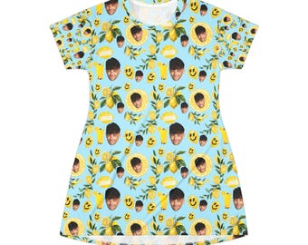 Louis' Lemonade-T-shirtjurk | T-shirtjurk in Hawaïaanse stijl | Shirtjurk met gezicht