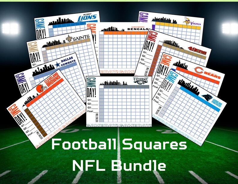 Editable Football Squares Game Printable, Football Fundraiser, Football