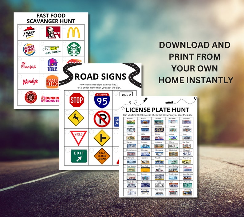 Road Trip Game Bundle. Printable Road Trip Games. Printable Games for