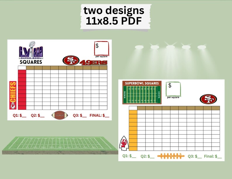 SUPERBOWL FOOTBALL SQUARES Fully Editable Printable Football Squares ...