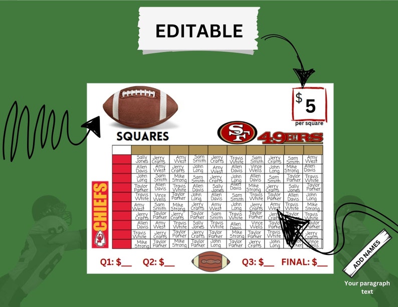 SUPERBOWL FOOTBALL SQUARES Fully - Il 794xN.5767582341 Ijg3
