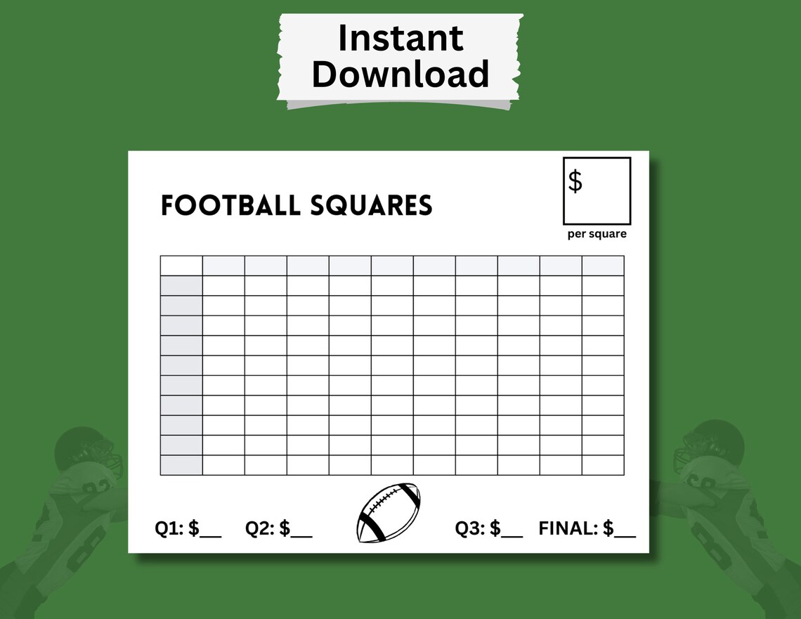 Fully Editable Printable Football Squares, Football Square Grid ...