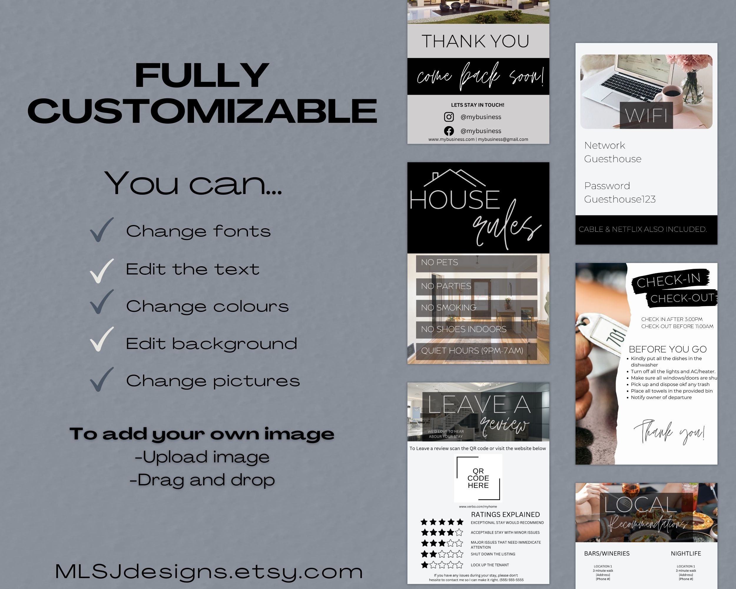 Modern Airbnb Book Template Vacation Rental Etsy