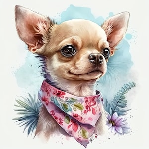 Pies Chihuahua akwarela clipart wystrój żłobka Chihuahua pies akwarela słodkie dziecko szczeniak akwarela cliparty dekoracje ścienne-pobranie cyfrowe