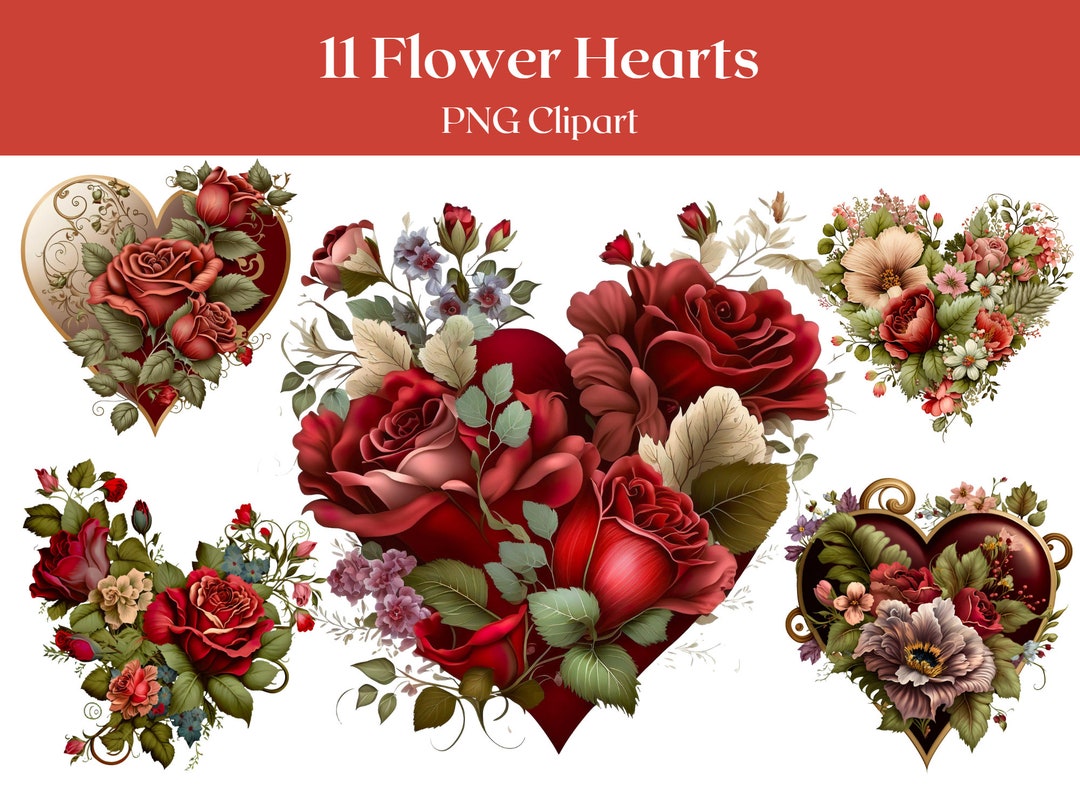 Flower Heart Clipart 11 PNG Files Flower Clipart Heart Png Valentine ...