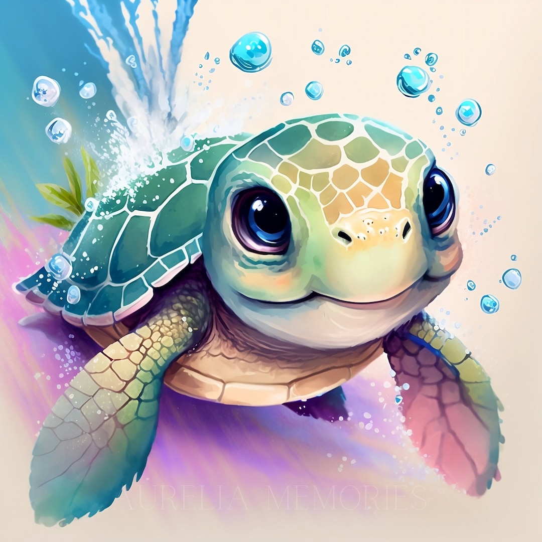 Beautiful Watercolor Turtle Clipart Digital Download File - Etsy