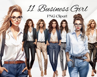 Business Woman Watercolor Clipart 11 PNG Files Business Girl Clipart Business Casual Style Fashion Illustration Clipart Bundle DIGITAL DOWNLOAD