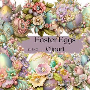 Fantasy Ostereier Pastell Clipart 11 PNG Dateien Blumen Ostereier Clipart Ostern png Frühling Ostern Clipart -DIGITAL DOWNLOAD