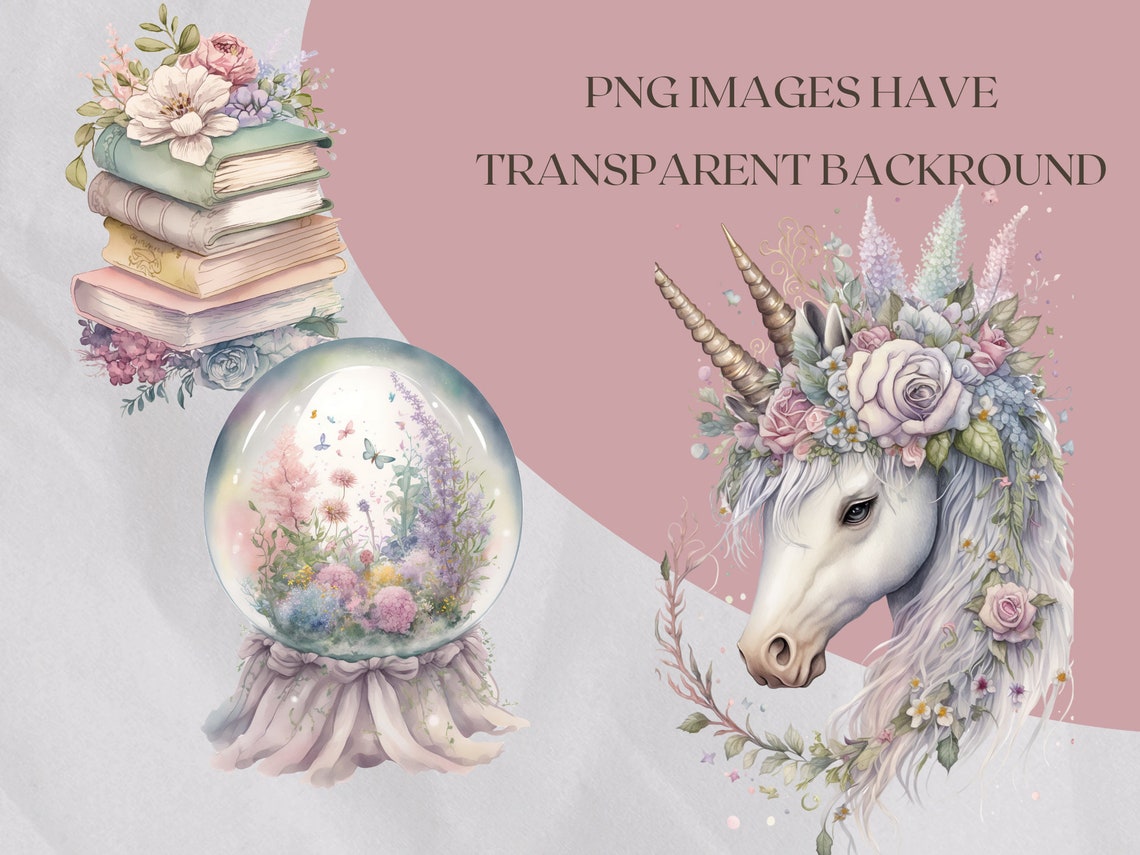 Fairy Tale Pastel Clipart Watercolor 9 PNG Files Fantasy - Etsy