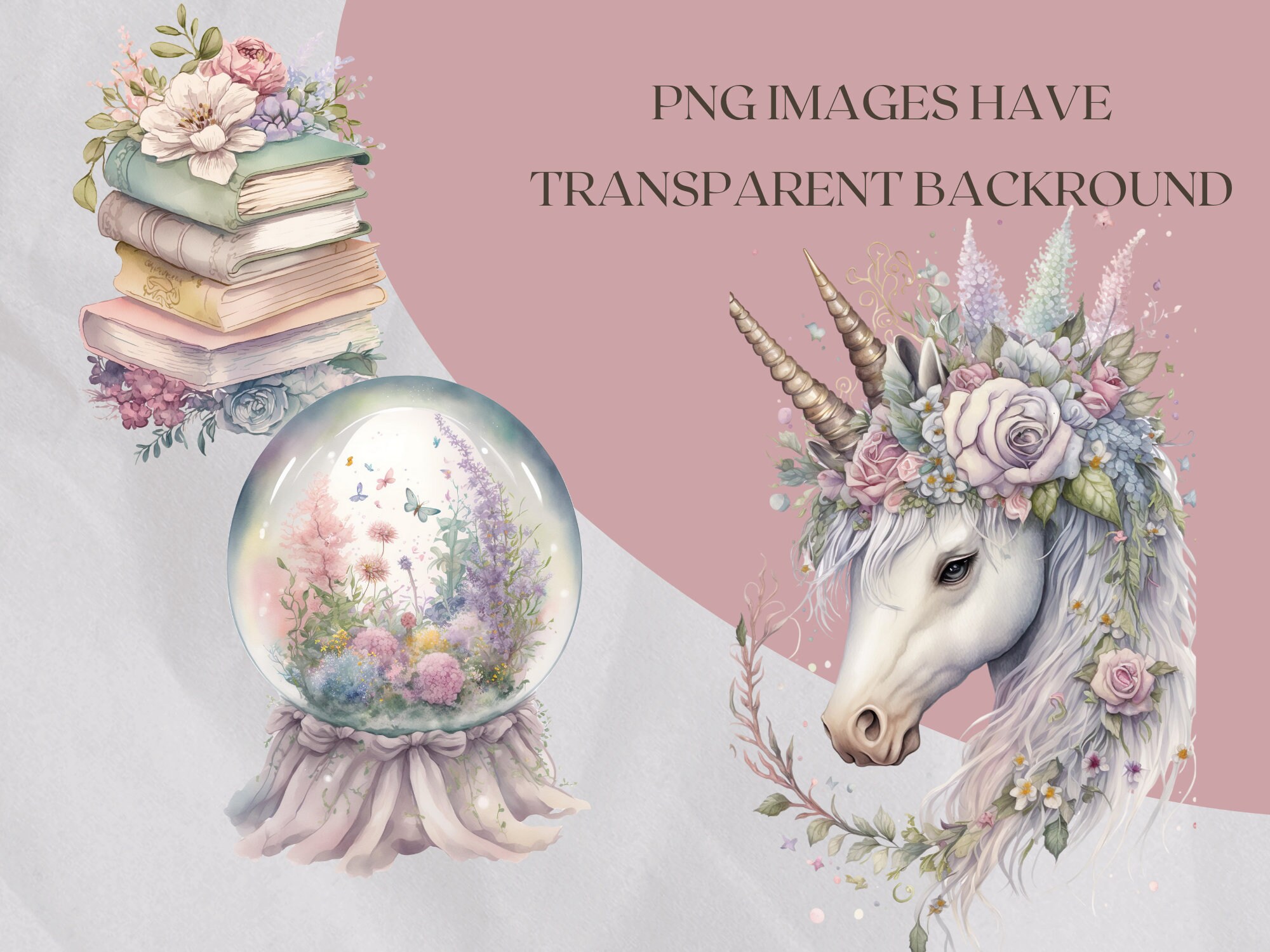 Fairy Tale Pastel Clipart Watercolor 9 PNG Files Fantasy Clipart ...