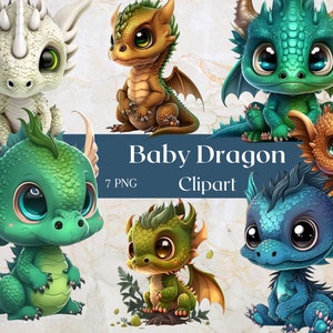 Baby Dragon Clipart 7 PNG Files Animal Dragon Clipart Dragon png Cute Fantasy Baby Dragon Dragon Watercolor Art -DIGITAL DOWNLOAD