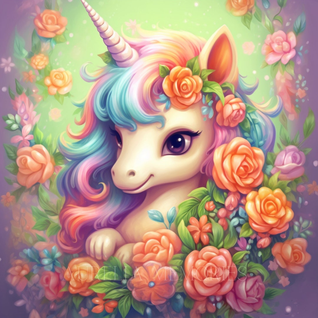Unicorn Fantasy Clipart Nursery Decor Baby Unicorn Cute Baby Animal ...