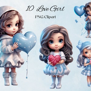 Schattig klein meisje met hart clipart 10 PNG-bestanden meisje bedrijf hart kinderen clipart illustratie clipart bundel-digitale DOWNLOAD