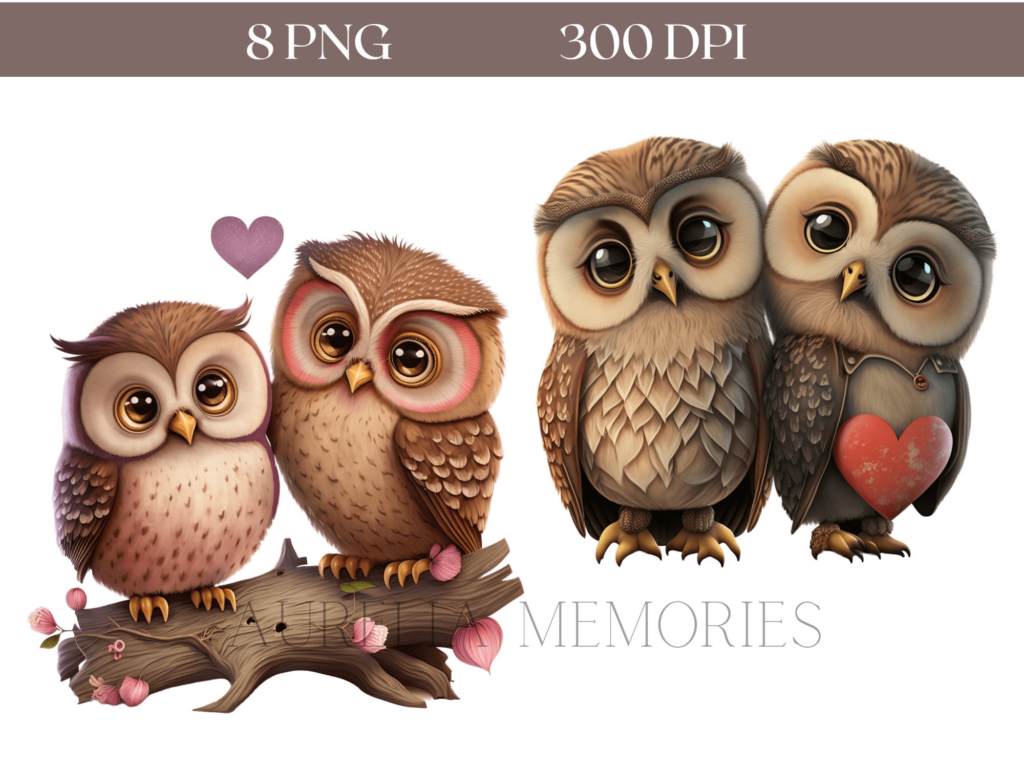  Süße Eulen Clipart 8 hochwertige PNG-Dateien Liebende Eulen - Etsy.de Bildidee 