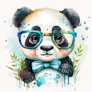 Panda acquerello Clipart Nursery Decor Baby Panda acquerello Panda Bear con occhiali acquerello Clipart Panda Bear acquerello - DOWNLOAD DIGITALE