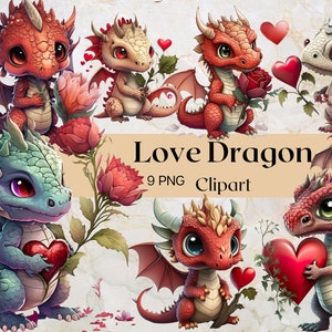 Bébé dragon avec coeur clipart 9 fichiers PNG dragon clipart dragon png valentine png fantasy clipart bébé dragon png DIGITAL DOWNLOAD