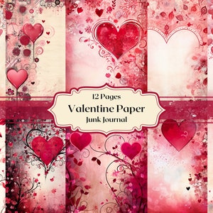 Valentine Hearts Digital Paper Heart Backgrounds Scrapbook Paper Saint Valentin Junk Journal Paper Love Journal Mother's Day Pattern