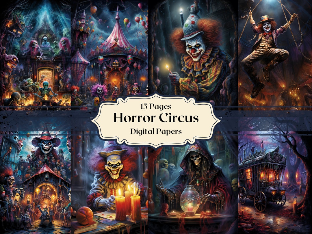 Horror Circus Digital Paper Watercolor Scary Circus Scrapbooking ...