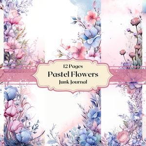 Pastell Blumen digitales Papier Pastell Frühlingsblumen Scrapbooking Blumen Muster Junk Journal Papier Blumendrucke Hintergründe