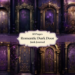 Romantisch Donker Deuren Digitaal Papier Paars Goud Deuren Scrapbooking Papier Rococo Junk Journal Papier Fantasie Achtergronden Ephemera