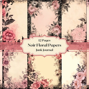 Vintage Blumenrahmen digitales Papier antike alte Blumenkunst Scrapbook Papier Pinke Blumen Junk Journal Papier Romantisches Papier