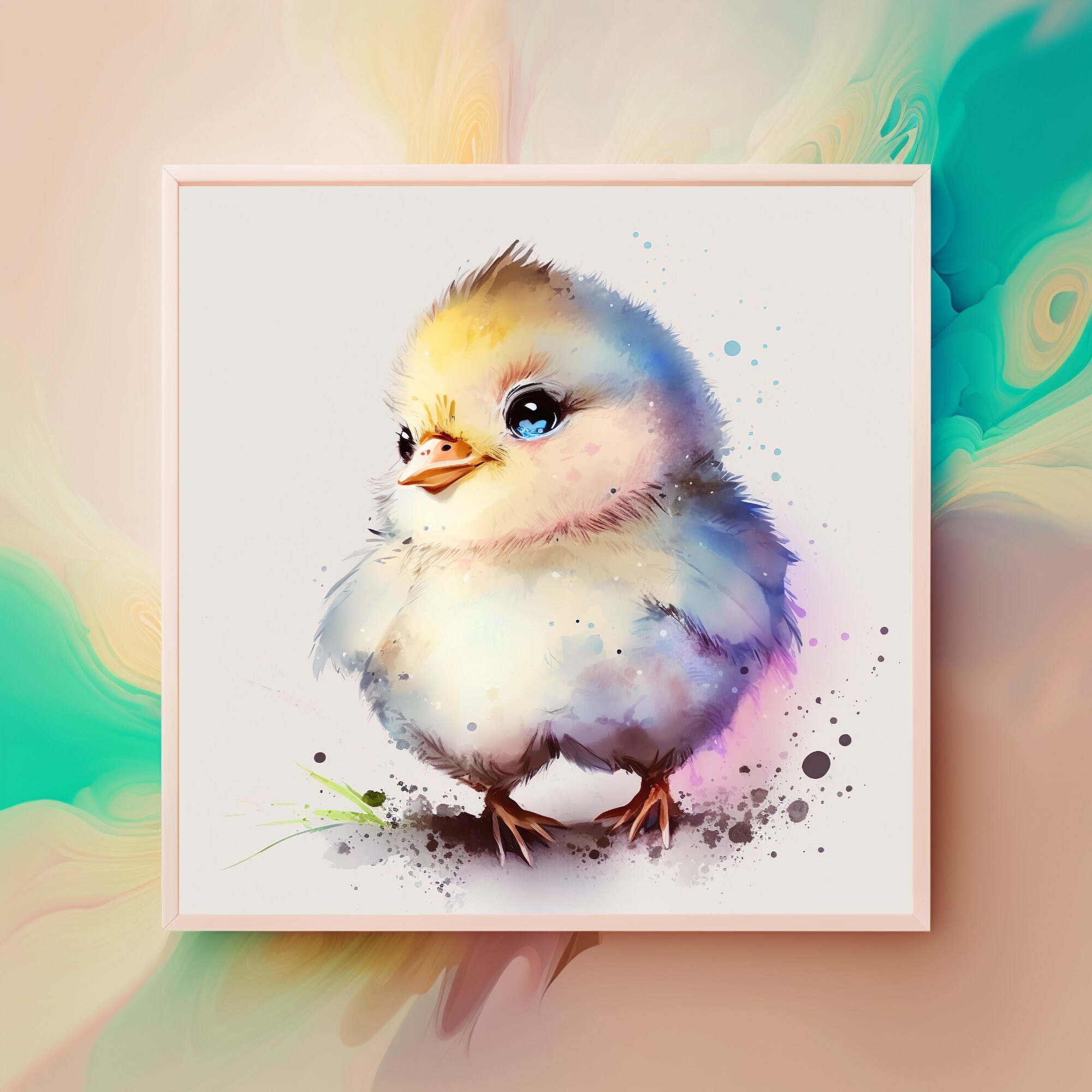 Cute Baby Chick Watercolor Clipart Nursery Decor Chicken Watercolor ...