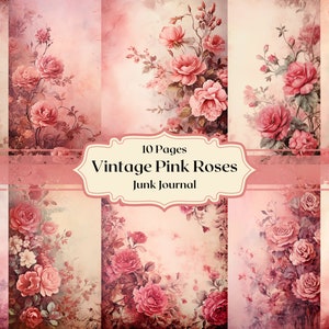 Vintage rosas papel Digital rosa rosas Scrapbooking viejo papel basura diario papel Vintage viejo rosas papel fondos