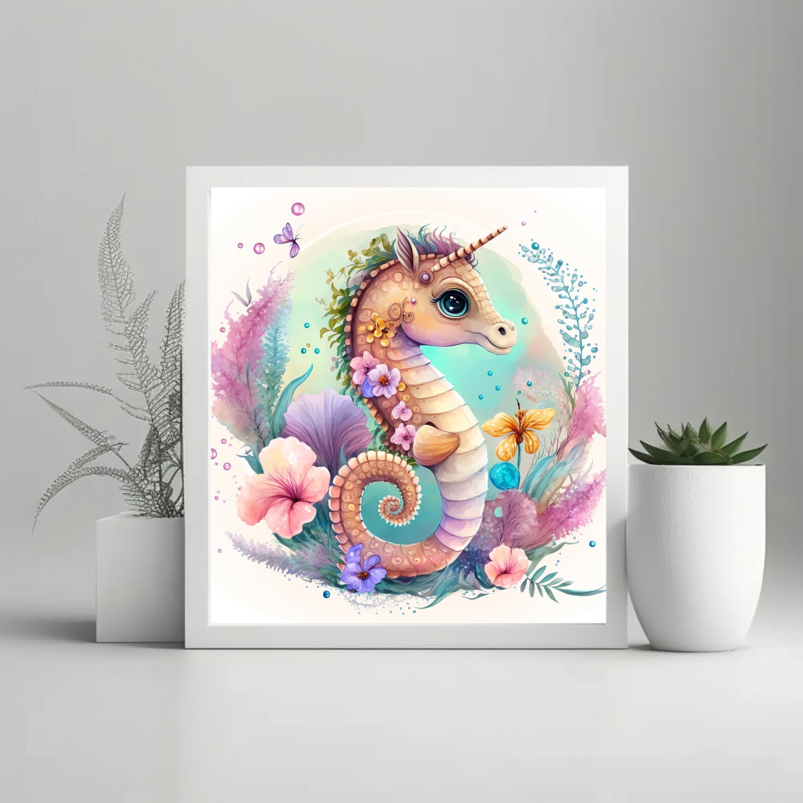 THKVSV Seepferdchen Kugelschreiber Set - 2 Stück Aquarell Design Rollerball Stifte