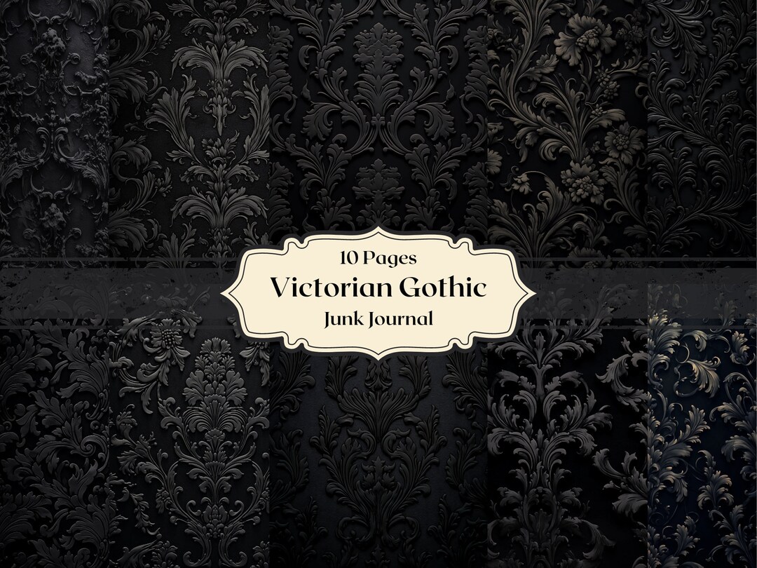 Victorian Gothic Digital Paper Black Gothic Scrapbooking Paper Embossed ...