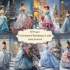 Navidad victoriana dama papel digital acuarela mujeres papel scrapbooking pastel invierno basura diario papel fondos en mal estado