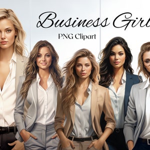 Zakelijke vrouw aquarel clipart 8 PNG-bestanden Business meisje clipart Business casual stijl mode illustratie clipart bundel-DIGITALE DOWNLOAD