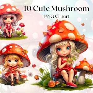 Watercolor Fantasy Mushrooms Clipart 10 PNG Files Fantasy Clipart Mushrooms Clipart Fantasy Forest Cute Mushrooms - Magic Art - DIGITAL DOWNLOAD