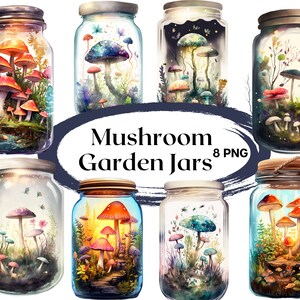 Aquarell Pilz Garten Gläser Clipart 8 PNG Dateien Fantasy Clipart Fantasy Garten für Kartenherstellung Scrapbooking - DIGITAL DOWNLOAD