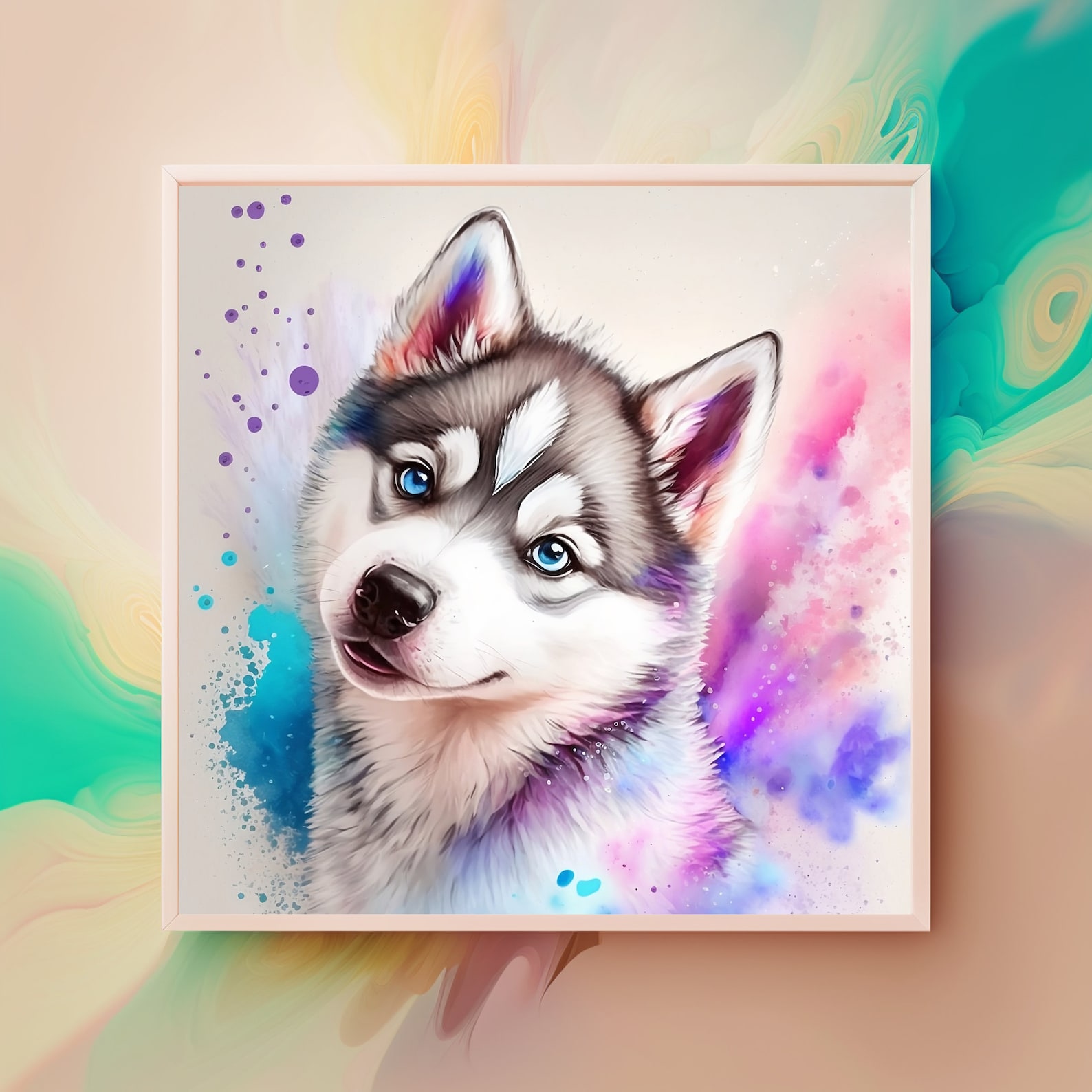 Husky Watercolor Clipart Nursery Decor Husky Dog Watercolor Cute Baby