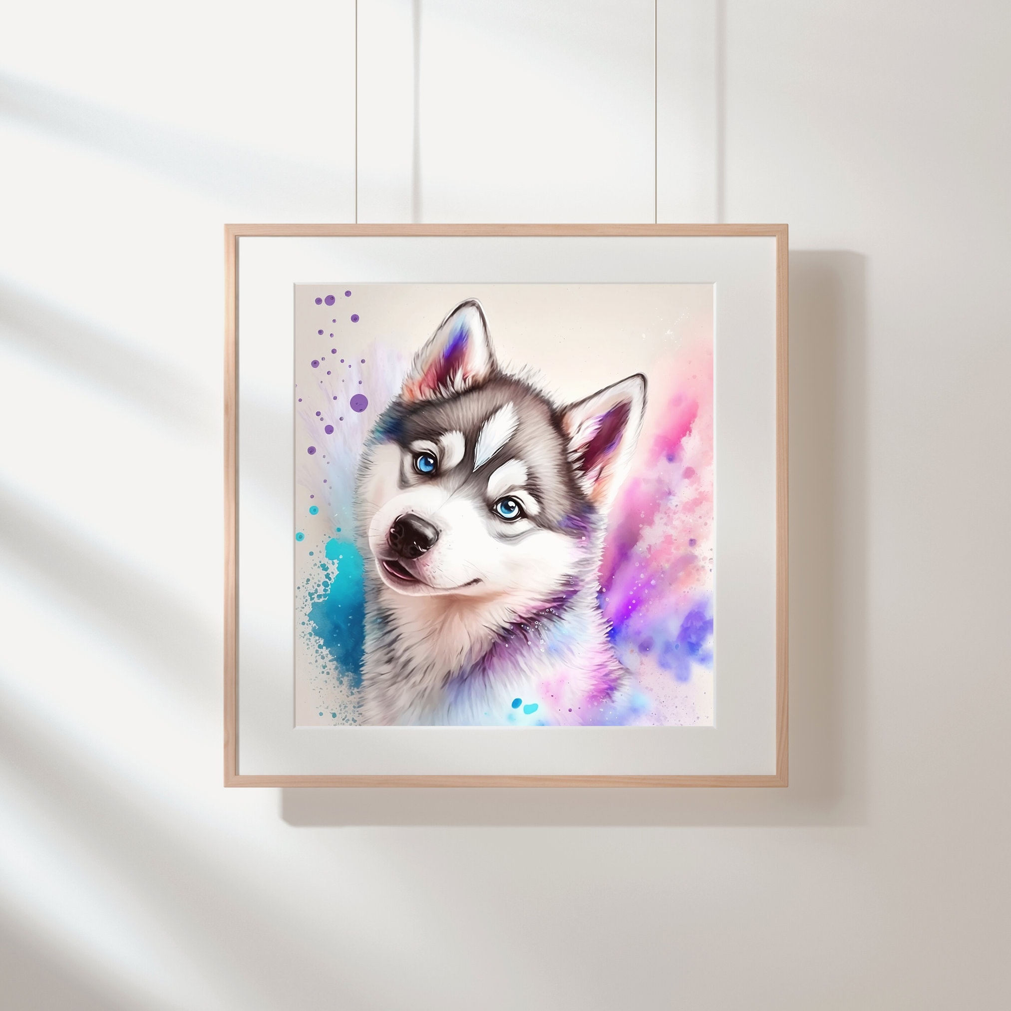 ハスキーの水彩画クリップアート 保育園の装飾 ハスキー犬の水彩画