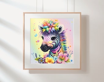絵画 BABY BABY Zebra Watercolor Clipart Nursery Decor Baby Zebra Watercolor