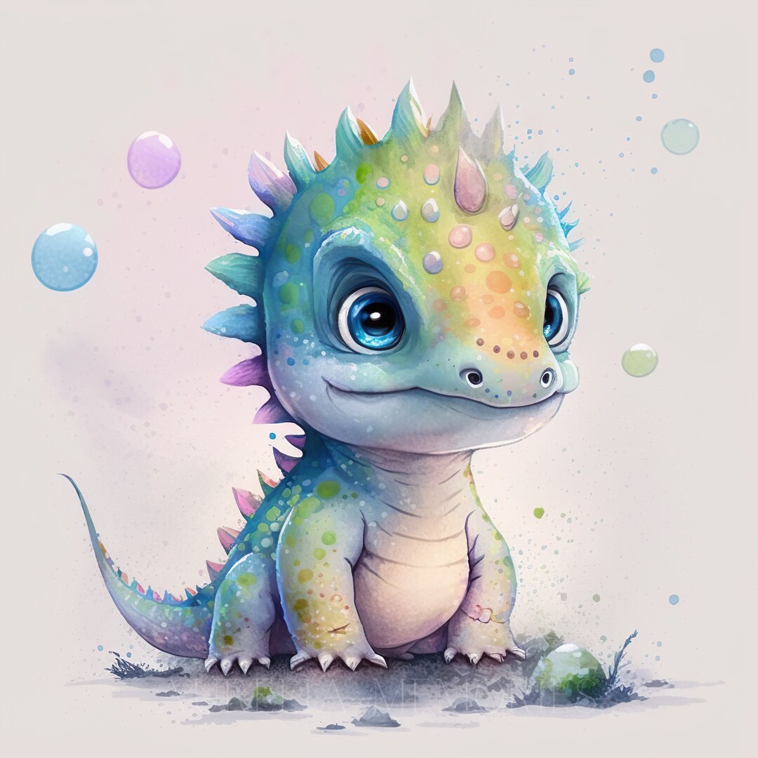 Dinosaur Watercolor Clipart Nursery Decor Baby Dino Clipart Cute Baby ...