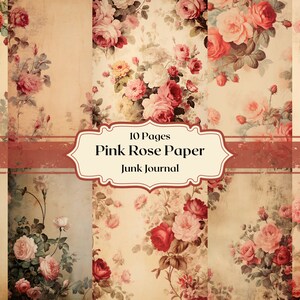 Vintage rosas rosas papel digital rosas rosas scrapbooking papel viejo diario basura papel vintage rosas antiguas fondos de papel
