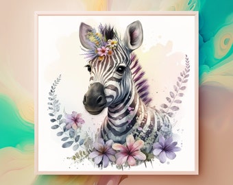 絵画 BABY BABY Zebra Watercolor Clipart Nursery Decor Baby Zebra Watercolor