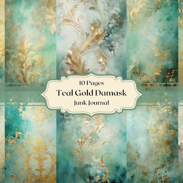 Gold Damask Paper Etsy