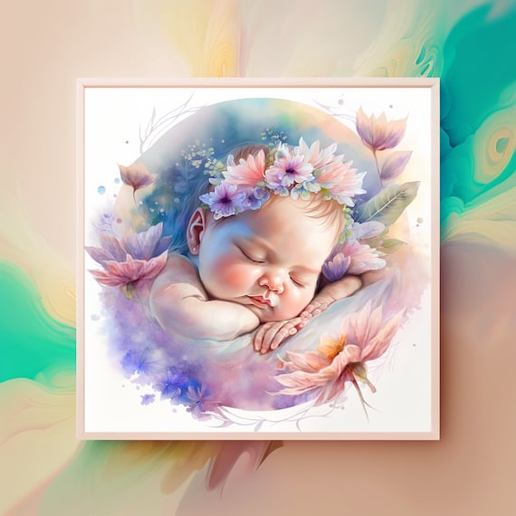 Watercolor newborn baby JPG , sleeping baby watercolor clip art, sleeping  baby clip art, watercolor newborn baby art, sleeping baby art