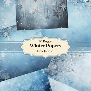 Winter digital paper snowflakes scrapbooking paper winter forest journal paper first snowfall backgrounds blue winter watercolor