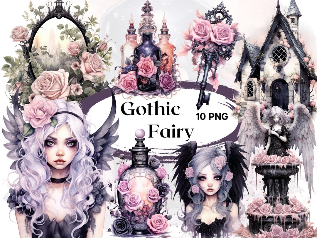 Watercolor Gothic Fairy Clipart 10 PNG Files Fantasy Clipart Halloween ...
